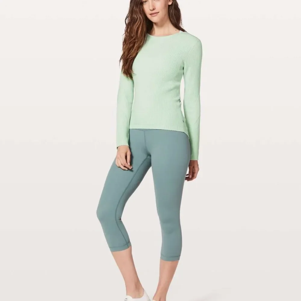 LULULEMON Wrap it Back Sweater Sea Breeze Green Cashmere Knit Top Reversible 4